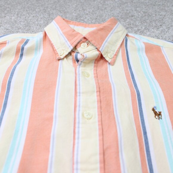 Polo Ralph Lauren Shirt Mens Medium Orange/Yellow/Blue Custom Fit Flesh Pony L/S - Picture 5 of 14